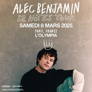 Alec Benjamin en concert à L'Olympia en mars 2025